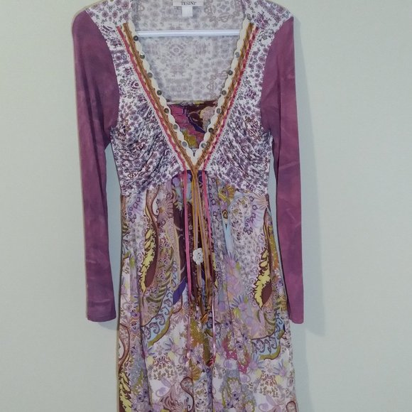Linea Tesini Dress Bohemian inspired print - Picture 1 of 9